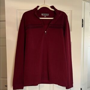 Pebble Beach Men's Burgundy Half-Zip Sweater with Chest Stripe